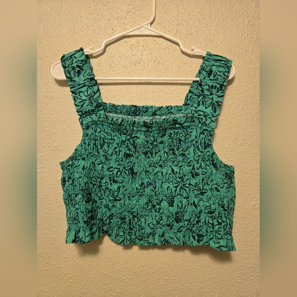 NWT Isabel Maternity Green Floral Smock Crop Top XL